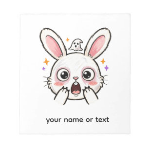 Schokkende Bunny Halloween Geest Gezicht Notitieblok