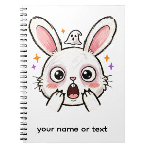 Schokkende Bunny Halloween Geest Gezicht Notitieboek