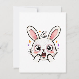 Schokkende Bunny Halloween Geest Gezicht Notitiekaartje