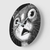 Schokkerige Kat Minimalistische Zwart & Wit Klok (Hoek)