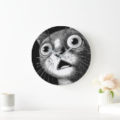 Schokkerige Kat Minimalistische Zwart & Wit Klok (Huis)