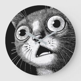 Schokkerige Kat Minimalistische Zwart & Wit Klok