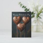 Schokoladen Cake Pops Herzen Valentinstag Briefkaart (Staand voorkant)