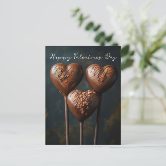 Schokoladen Cake Pops Herzen Valentinstag Briefkaart (Staand voorkant)