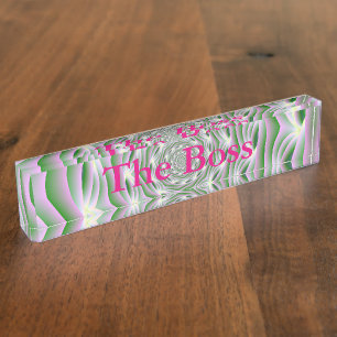 Schokplaat Roze en Groene Vortex Naambordje