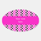 Schokroze en zwarte poolpunten ovale sticker (Voorkant)