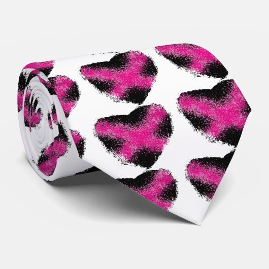 Schokroze op zwarte glitter stippen kruis stropdas (Opgerold)