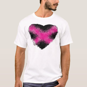 Schokroze op zwarte glitter stippen kruis t-shirt