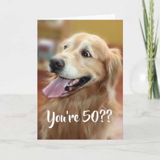 Schokte Golden Retriever Dog 50th Birthday Kaart (Voorkant)