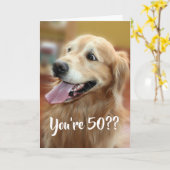 Schokte Golden Retriever Dog 50th Birthday Kaart (Gele Bloem)