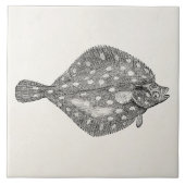  schol, platte vis, blanco, Sjabloon Tegeltje (Voorkant)