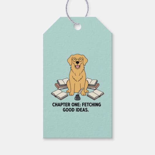 Scholar Golden Retriever Reading Books Opal Cute Cadeaulabel (Voorkant)