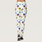 Scholar, horror, geest schattige emoji's op wit leggings (Achterkant)