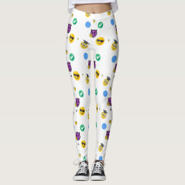 Scholar, horror, geest schattige emoji's op wit leggings