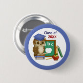 Scholar Owl Afstuderen Ronde Button 5,7 Cm (Voorkant /achterkant)