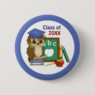 Scholar Owl Afstuderen Ronde Button 5,7 Cm