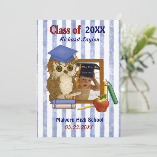 Scholar Owl - Afstuderen Uitnodiging (Staand voorkant)