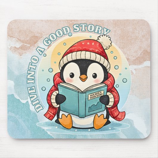 Scholar Penguin Storytime Artistic Mousepad Muismat (Voorkant)
