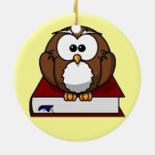 Scholarly Owl Keramisch Ornament (Achterkant)