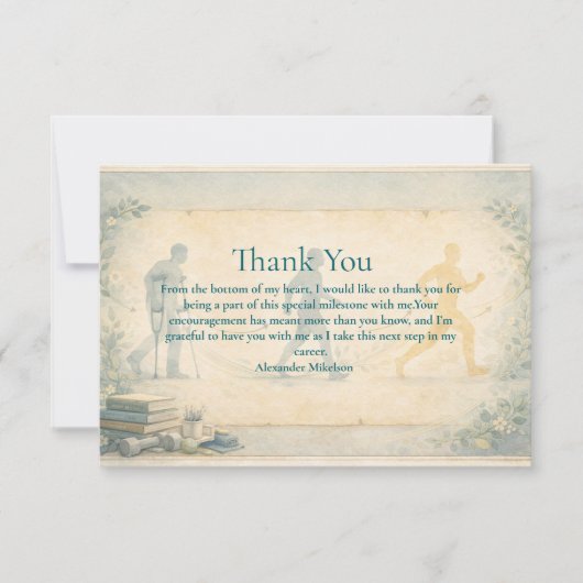 Scholarly Physical Therapy Graduation Bedankkaart (Voorkant)