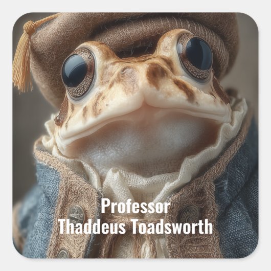 Scholarly Toad in  kleding Vierkante Sticker (Voorkant)