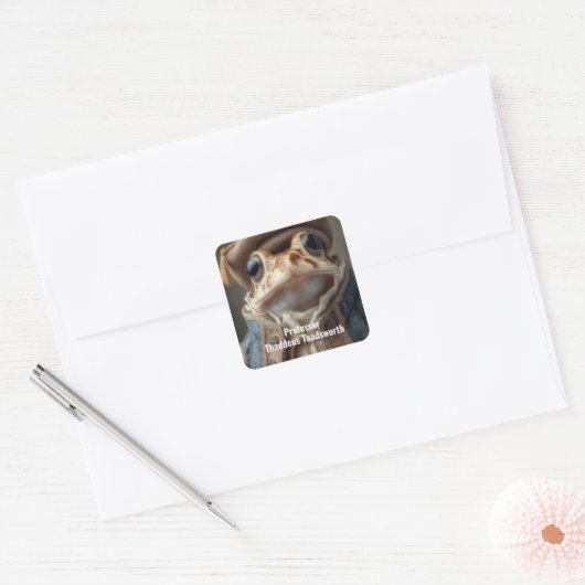 Scholarly Toad in  kleding Vierkante Sticker (Envelop)