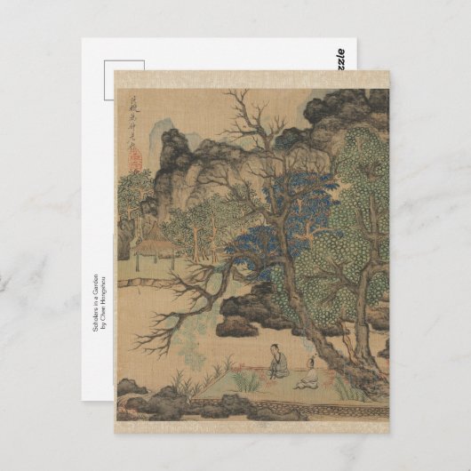 Scholars in een tuin van Chen Hongshou Briefkaart (Voorkant / Achterkant)