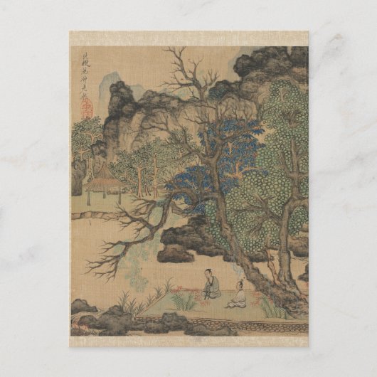 Scholars in een tuin van Chen Hongshou Briefkaart (Voorkant)