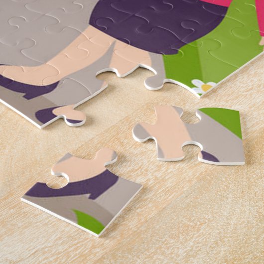 Scholen en leraar Rode daktuin Legpuzzel (Zijkant)