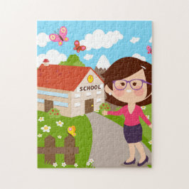 Scholen en leraar Rode daktuin Legpuzzel
