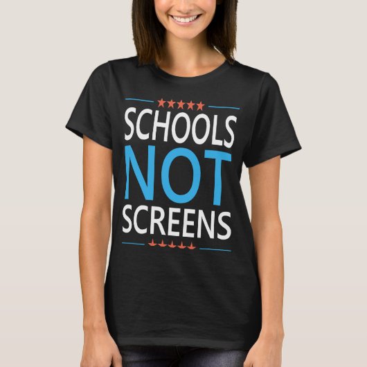 Scholen Niet Schermen Anti Virtual Learning Quote T-shirt (Voorkant)