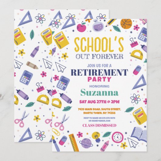 Scholen Onze Forever Retirement Party Teacher Kaart (Voorkant / Achterkant)