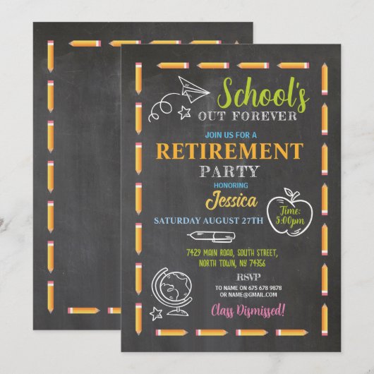 Scholen Onze Forever Retirement Party Teacher Kaart (Voorkant / Achterkant)