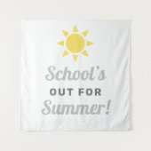 Scholen sluiten voor de zomer grijs geel zonneschi wandkleed (Voorkant)