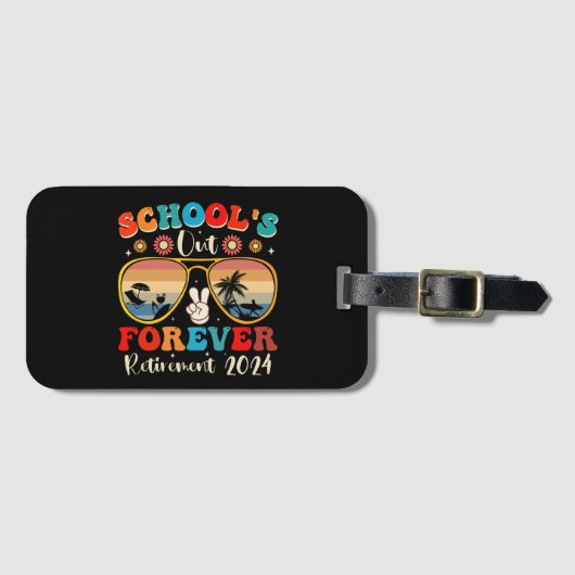 Scholen uit voor altijd gepensioneerde leraar laat bagagelabel (Voorkant (horizontaal))