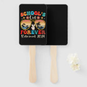 Scholen uit voor altijd gepensioneerde leraar laat handwaaier (Voorkant en achterkant)