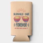 Scholen uit voor altijd gepensioneerde leraar seltzer blikjeskoeler (Achterkant)