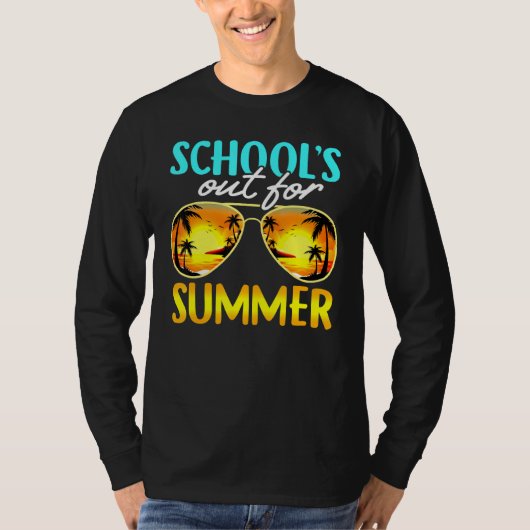 Scholen uit voor de zomer zonnebril strand zonsond t-shirt (Voorkant)