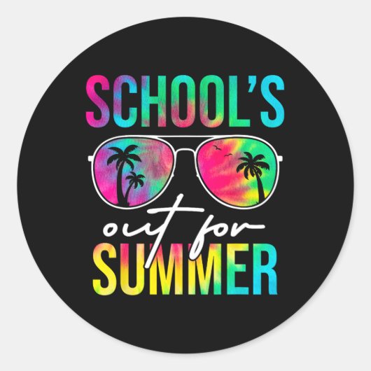 Scholen uit voor Summer Afstuderen Leerkrachten Ronde Sticker (Voorkant)