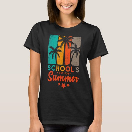 Scholen uit voor zomerleraar Retro laatste dag S T-shirt (Voorkant)