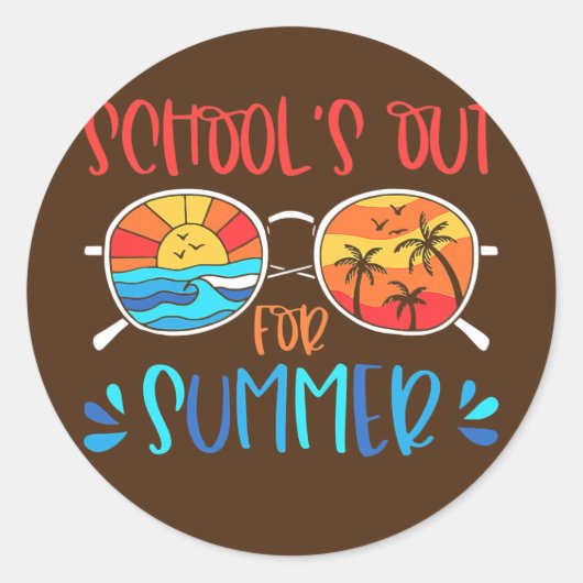 Scholen uit voor zomerrecorder ronde sticker (Voorkant)