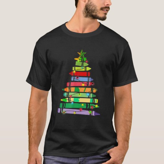 Scholier kerstshirt Crayon Tree Light Gifts S T-shirt (Voorkant)