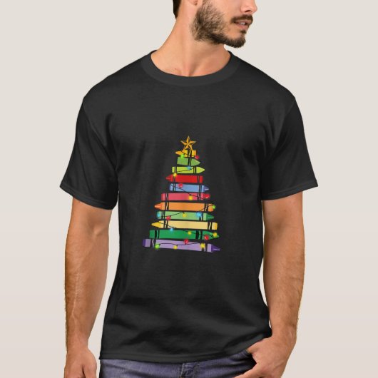 Scholier kerstshirt Crayon Tree Light Gifts S T-shirt (Voorkant)