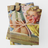  schommel, meisje swingen in een boom kinderen spe inpakpapier vel (In situ)