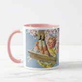 schommel, meisje swingen in een boom kinderen spe mok (Links)