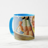 schommel, meisje swingen in een boom kinderen spe mok (Voorkant links)