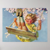  schommel, meisje swingen in een boom kinderen spe poster (Voorkant)
