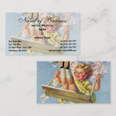  schommel, meisje swingen in een boom kinderen spe visitekaartje (Voorkant / Achterkant)