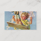 schommel, meisje swingen in een boom kinderen spe visitekaartje (Achterkant)