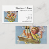  schommel, meisje swingen in een boom kinderen spe visitekaartje (Voorkant / Achterkant)